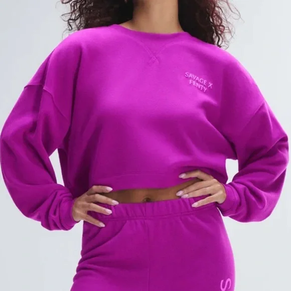 Savage X Fenty Purple Logo Crewneck Sweatshirt Size L - Picture 1 of 5